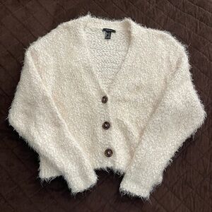 furry cream cardigan